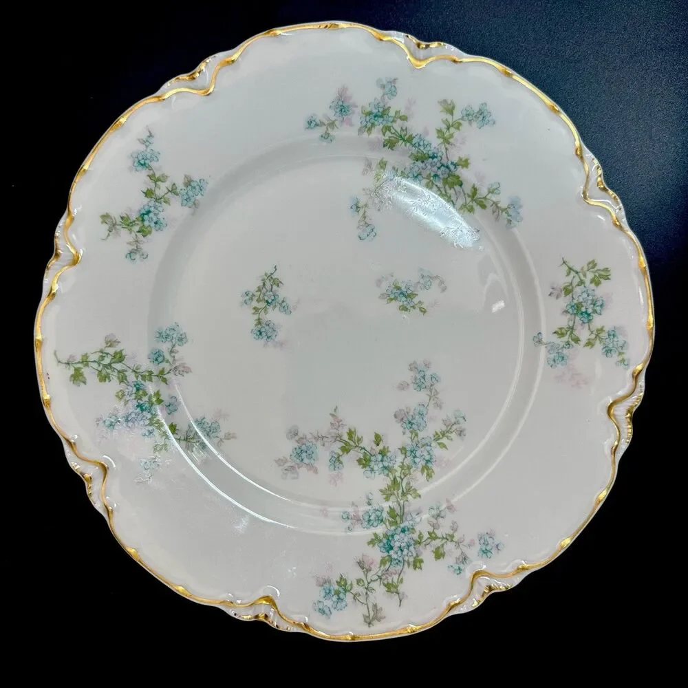 Antique Haviland Limoges 6 Piece Place Setting for One Forget Me Not Gold China